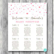 sn595 hearts baby shower seating chart pink girl hearts printable