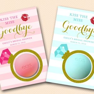 eos pink and mint kiss the miss goodbye bridal shower eos lip balm sphere favor cards