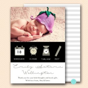 BS616A 5x7 baby girl cute baby announcement card