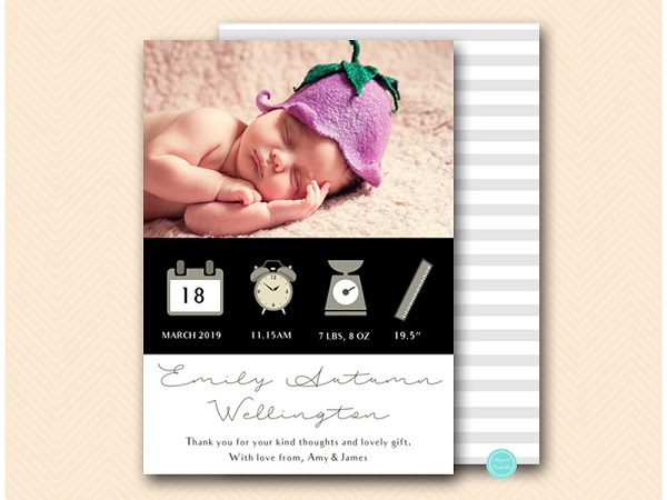 BS616A 5x7 baby girl cute baby announcement card
