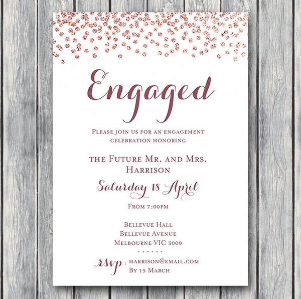 Rose Gold Confetti Printable Engagement Party Invitation