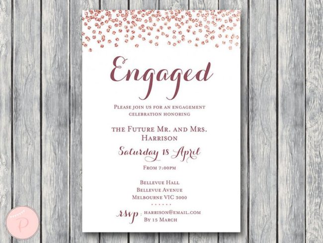 Rose Gold Confetti Printable Engagement Party Invitation