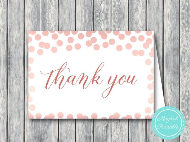 Rose Gold Confetti Wedding Thank you cards