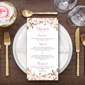 peonies wedding menu
