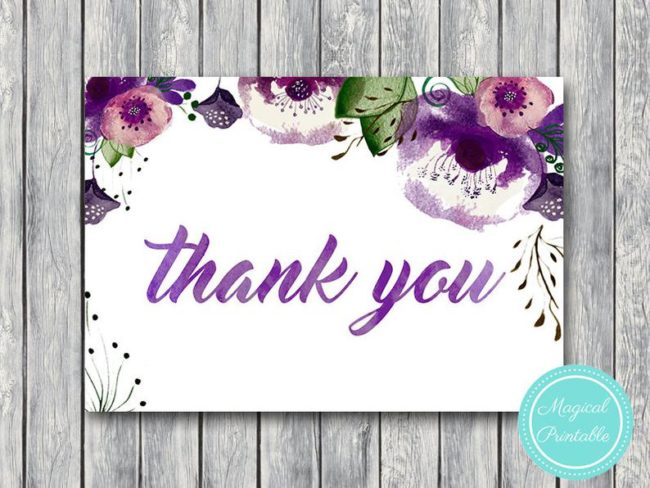 purple Flat Thank you cards