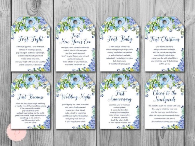 Blue Hydrangea Milestone Wedding Tags