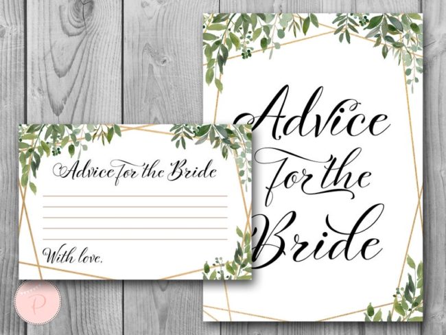 Greenery Advice for the Bride Card