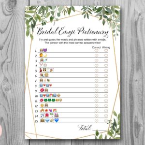 Greenery Bridal-Emoji Bridal Shower Game, Printable Emojigame