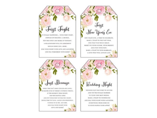 Pink Wine Tag Firsts wedding