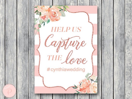 Editable Rose Gold Hashtag, Help us capture the love