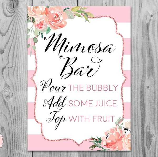 Mimosa Bar Sign, Bubbly Bar Sign