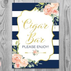 Navy and Gold Foil Cigar Bar Printable Sign