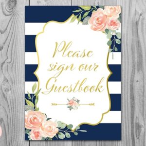 Navy and Gold Please Sign the Guestbook Sign