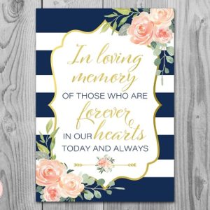 Navy and Gold Wedding Remembrance Sign