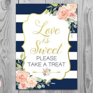 Navy Stripes and Gold Love is Sweet Sign