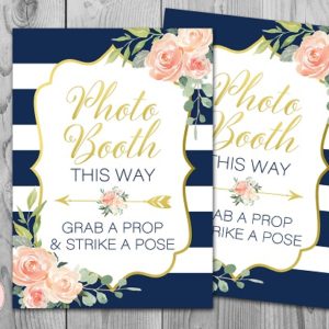 Navy and Gold Foil Wedding Photo booth Sign