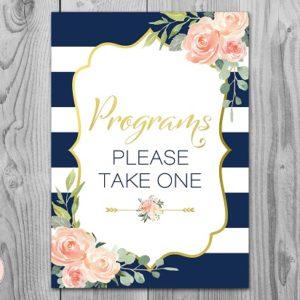 Navy and Gold Wedding Program Sign