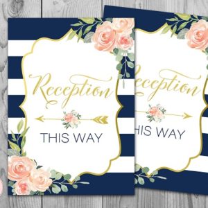 Navy and Gold Wedding Reception Direction Sign