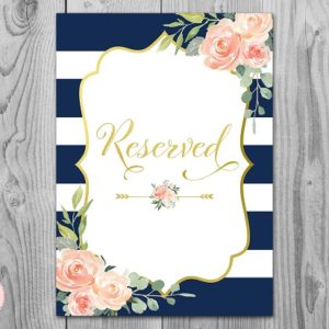 Navy Stripes and Gold Reserved Sign