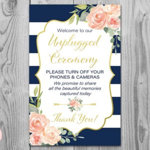 Navy and Gold Unplugged Ceremony Wedding Sign