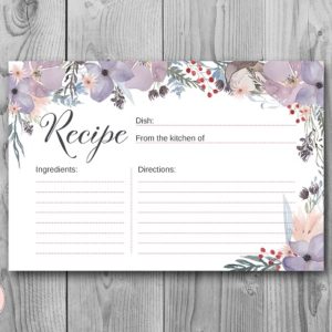 Beautiful Lavender Flower Recipe Cards