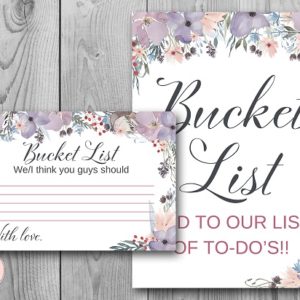 Purple Lavender Floral Bucket List Sign and Card