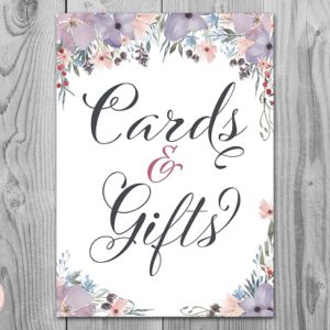 Purple Lavender Cards and Gifts Wedding Table Sign