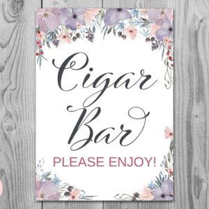 Purple Lavender Wedding Cigar Bar Sign