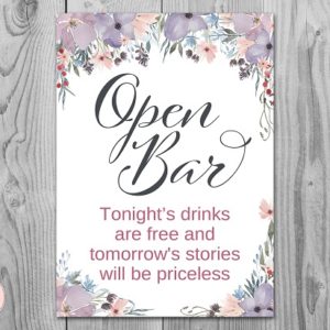 Purple and Lavender Wedding Open Bar Sign