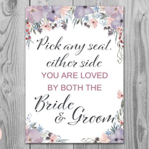 Lavender Wedding Pick Any Seat Sign