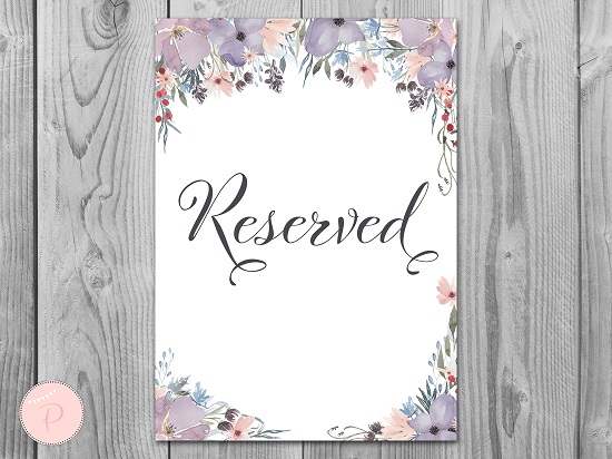Printable Reserved Signs For Wedding
