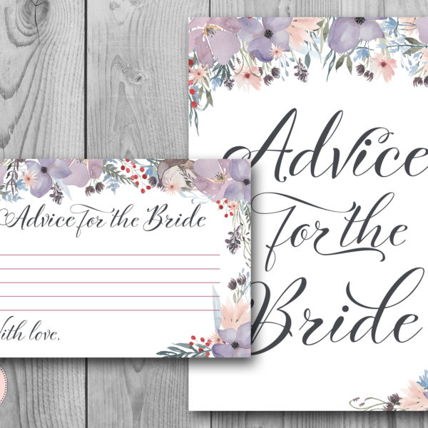 purple lavender advice for the bride card