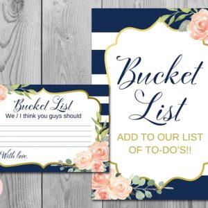 Gold and Navy Stripes Bucket List Card Sign
