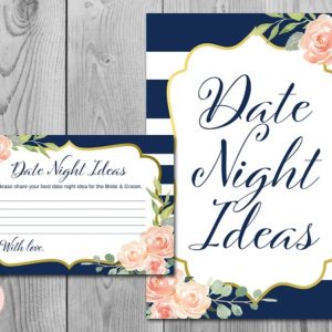 Navy and Gold Date Night Ideas Card and Sign