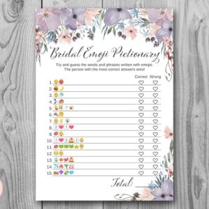Lavender Floral Bridal Emoji Pictionary Quiz