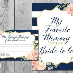 Gold and Navy Stripes Favorite Memory of Bride Game