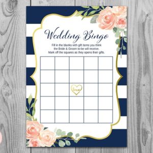 Navy and Gold Wedding Bingo Printable