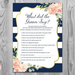 Navy and Gold What did the Groom Say Game