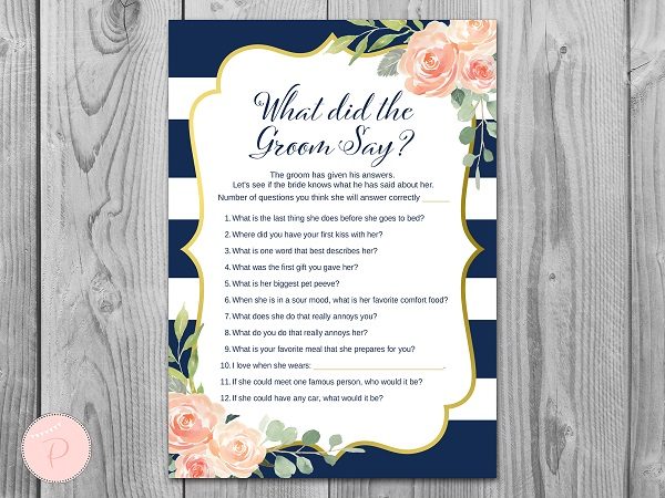 Navy and Gold What did the Groom Say Game