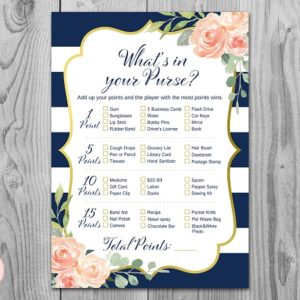 Navy and Gold What's in your Purse Printable