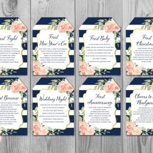 Navy and Gold Wedding Wine Tags for Milestones