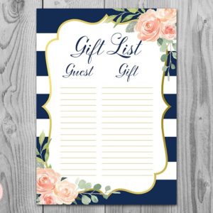 Navy Stripes and Gold Gift List Printable