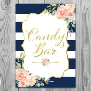 Navy and Gold Wedding Candy Bar Sign