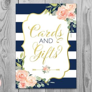 Navy and Gold Foil Cards and Gifts Wedding Sign