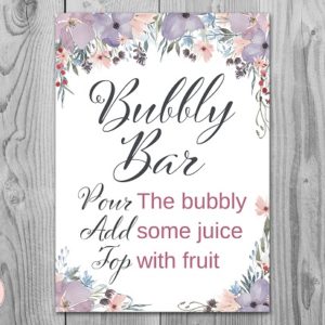 Purple Wedding Bubbly Bar Sign