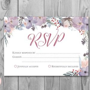 Purple Floral Wedding RSVP Cards