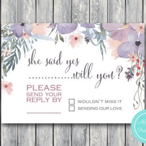 Purple Wedding RSVP She Said Yes Will You