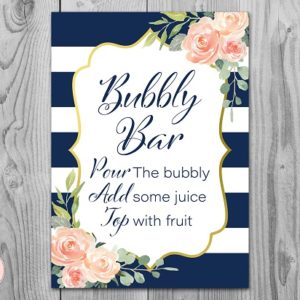 Navy and Gold Foil Bubbly Bar Sign
