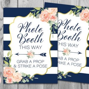 Navy Stripes and Gold Foil Photo Booth Sign