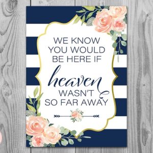 Navy and Gold Floral Wedding Remembrance Sign